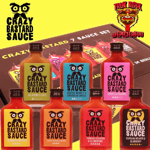Coffret ultime 7 sauces piquantes originales Crazy Bastard