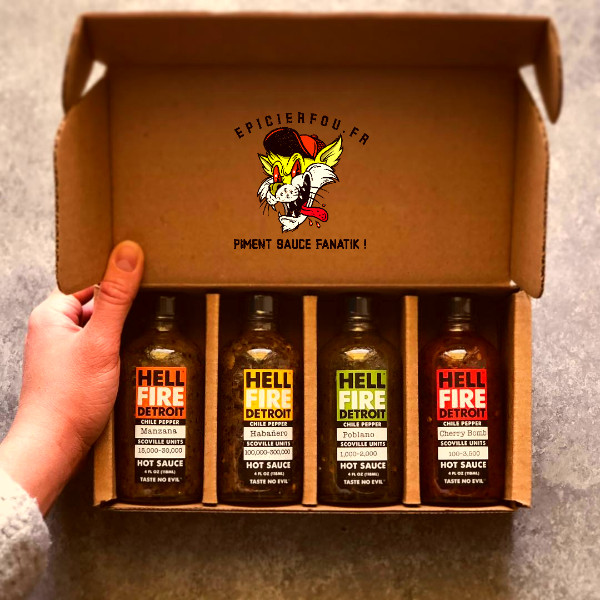 Coffret 3 sauces piquantes Premium HELLFIRE DETROIT