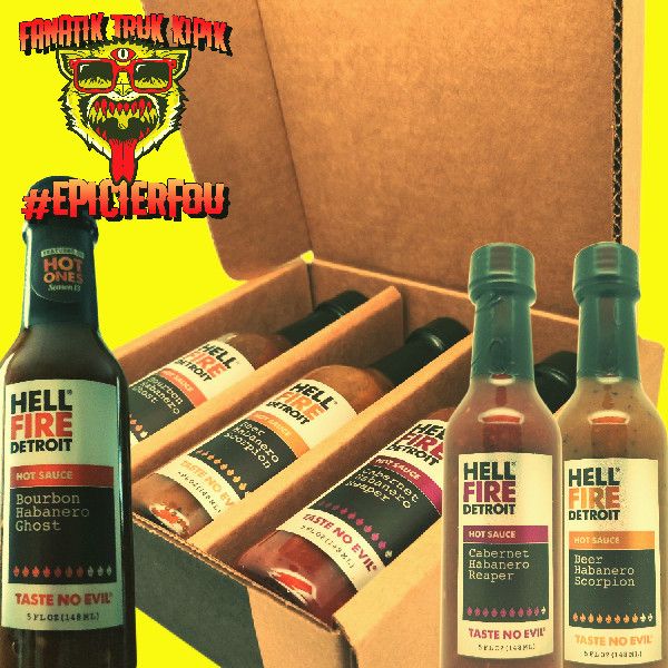 Coffret 3 sauces piquantes Premium HELLFIRE DETROIT