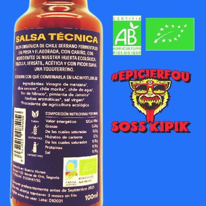 LA CHIPOTLERA Técnica Salsa Picante Bio