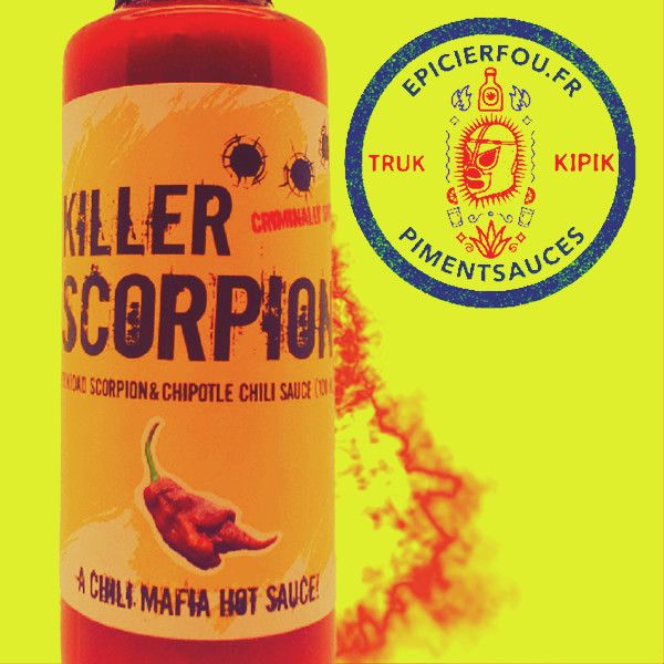 Image sauce pimentée intense – 20% Scorpion Chocolate, ingrédients naturels et goût fumé