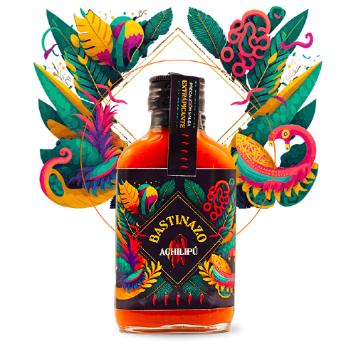 Visuel vintage sauce ultra piquante – mélange de piments extrêmes et base végétale