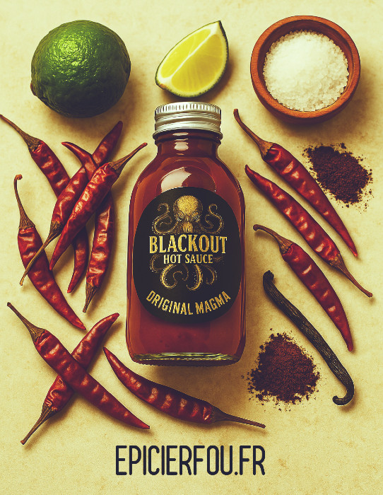 Bouteille de sauce piquante ORIGINAL MAGMA, piment De Arbol et combava