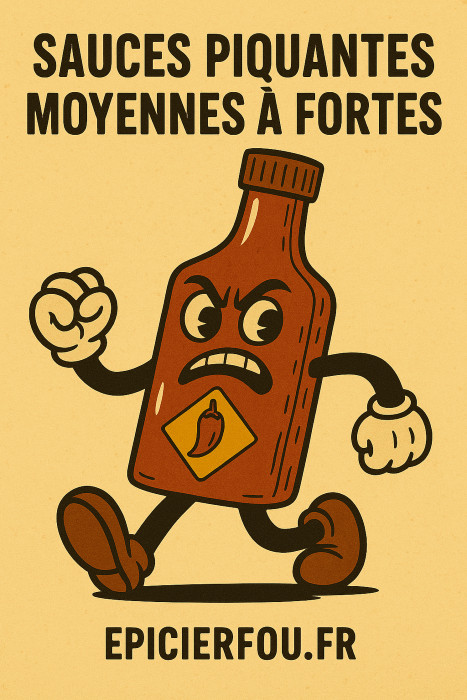 Illustration de sauces piquantes moyennes à fortes EPICIERFOU.FR